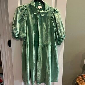 Green button down dress